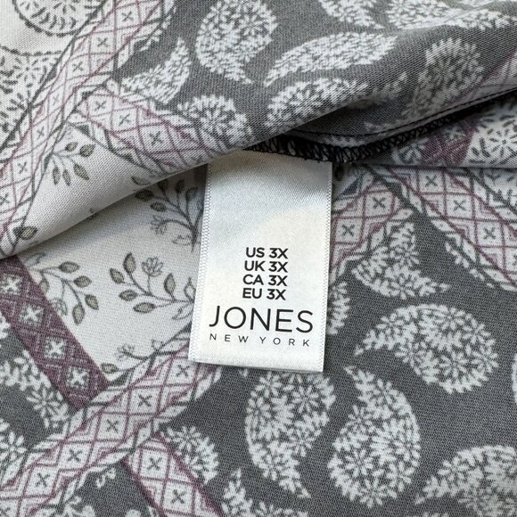 Jones New York Womens 3X Multicolor Paisley Patchwork Tunic Blouse Short Sleeve - Picture 8 of 14